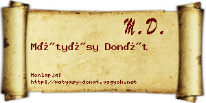 Mátyásy Donát névjegykártya